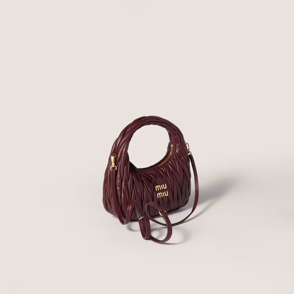 Miu Miu Wander Matelassé Small Crescent Bag in Soft Lambskin
