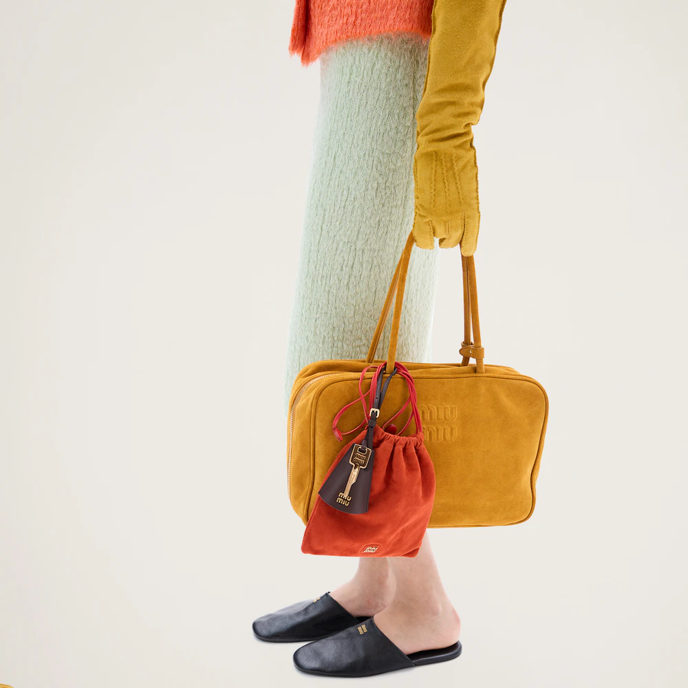 Miu Miu Beau handbag in suede leather (large size)