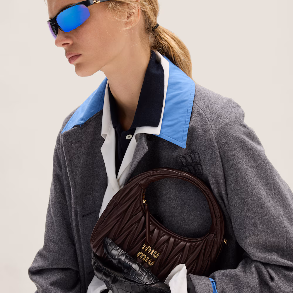 Miu Miu Wander Matelassé Small Crescent Bag