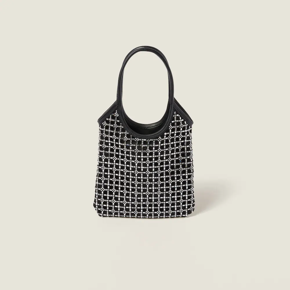 Miu Miu IVY satin handbag with synthetic crystal embellishments