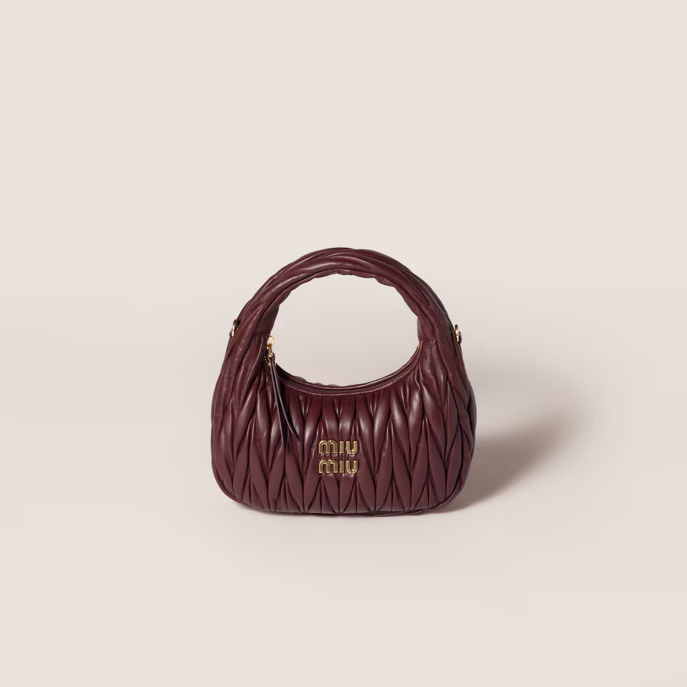 Miu Miu Wander Matelassé Small Crescent Bag in Soft Lambskin