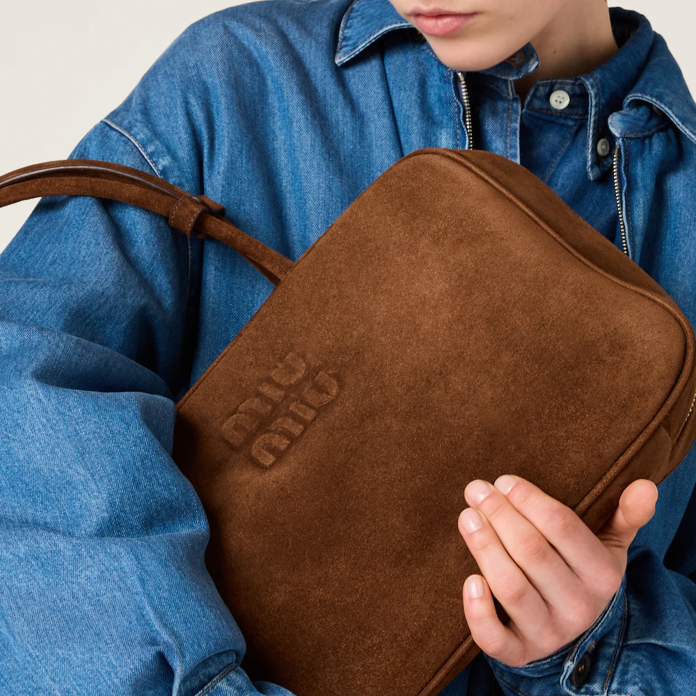 Miu Miu Beau handbag in suede leather (large size)