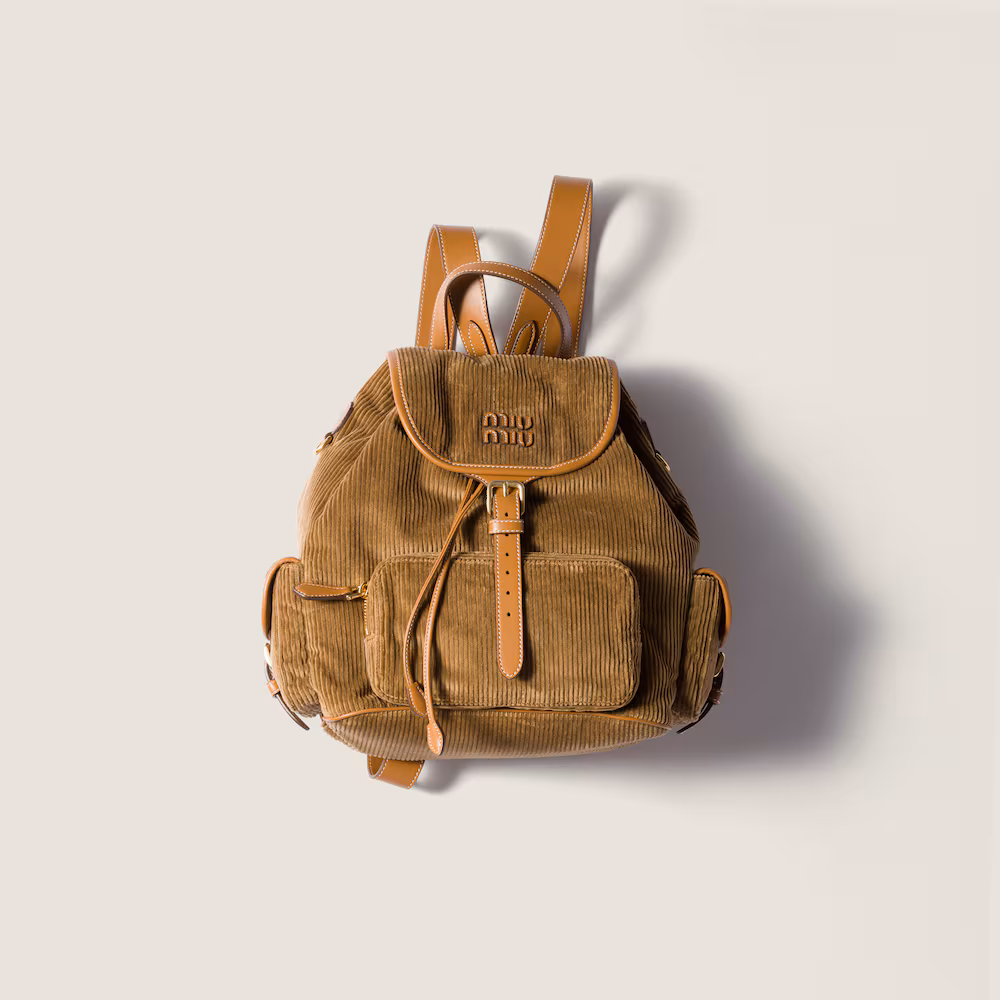 Miu Miu bags and corduroy backpacks