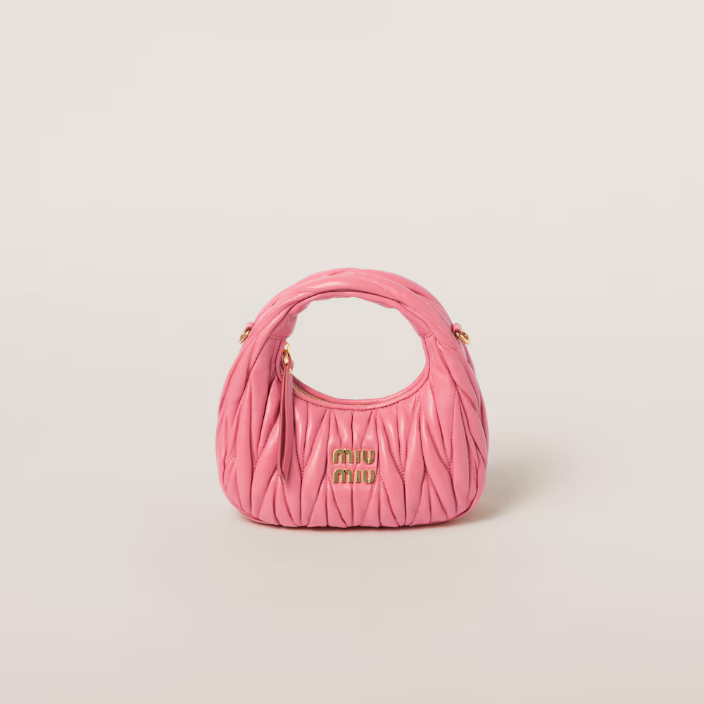 Miu Miu Wander Matelassé Mini Hobo Bag in Soft Lambskin