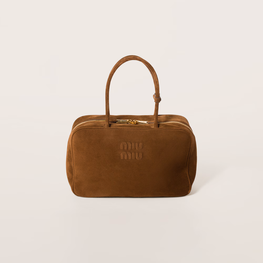 Miu Miu Beau handbag in suede leather (large size)