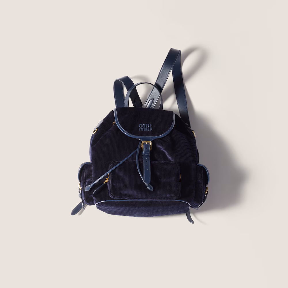 Miu Miu bags and corduroy backpacks