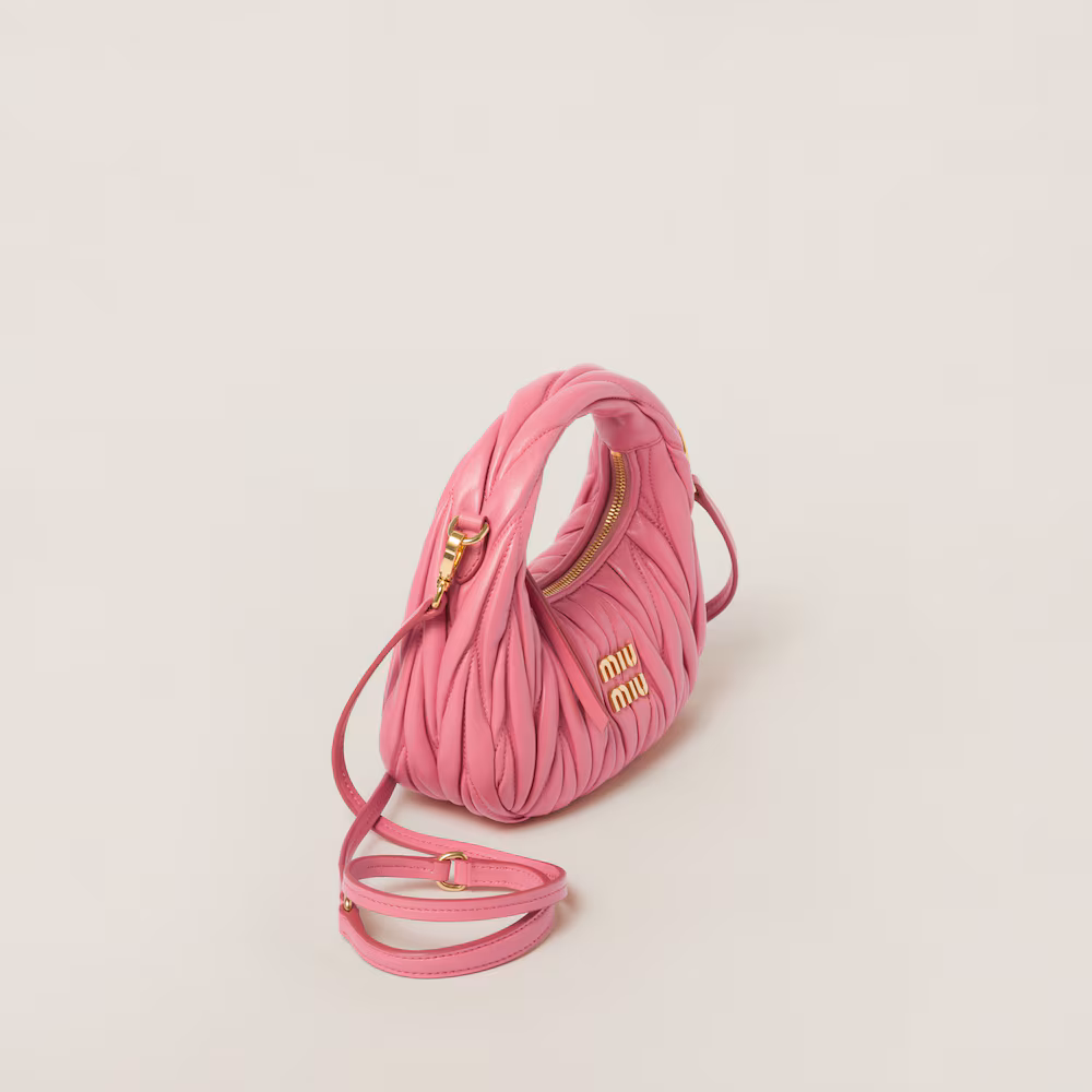 Miu Miu Wander Matelassé Mini Hobo Bag in Soft Lambskin