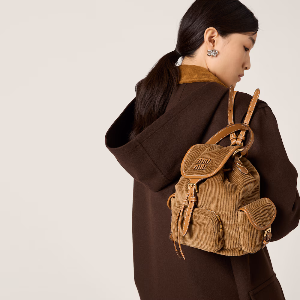 Miu Miu bags and corduroy backpacks