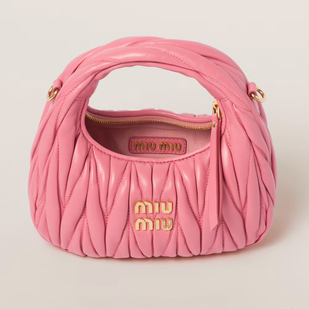 Miu Miu Wander Matelassé Mini Hobo Bag in Soft Lambskin