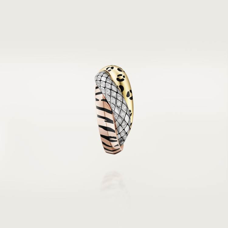 Cartier Trinity single earring, lacquer finish, half-paved with diamonds.