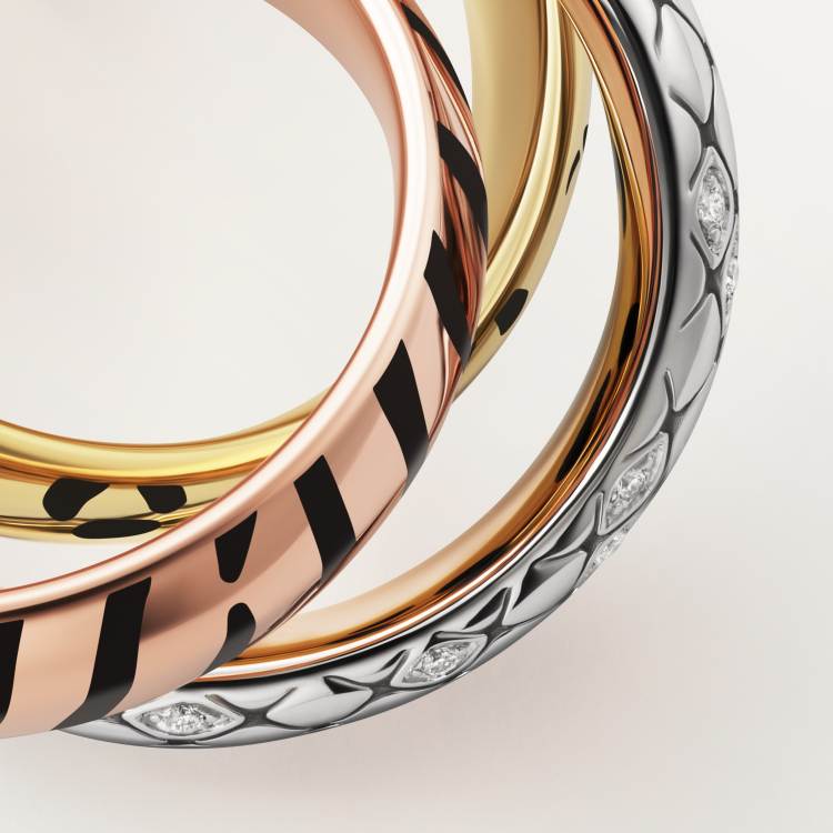 Cartier Trinity ring, lacquer finish, half-pave diamond setting