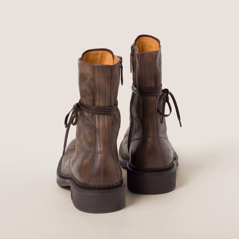 Miu Miu shoes, leather lace-up ankle boots