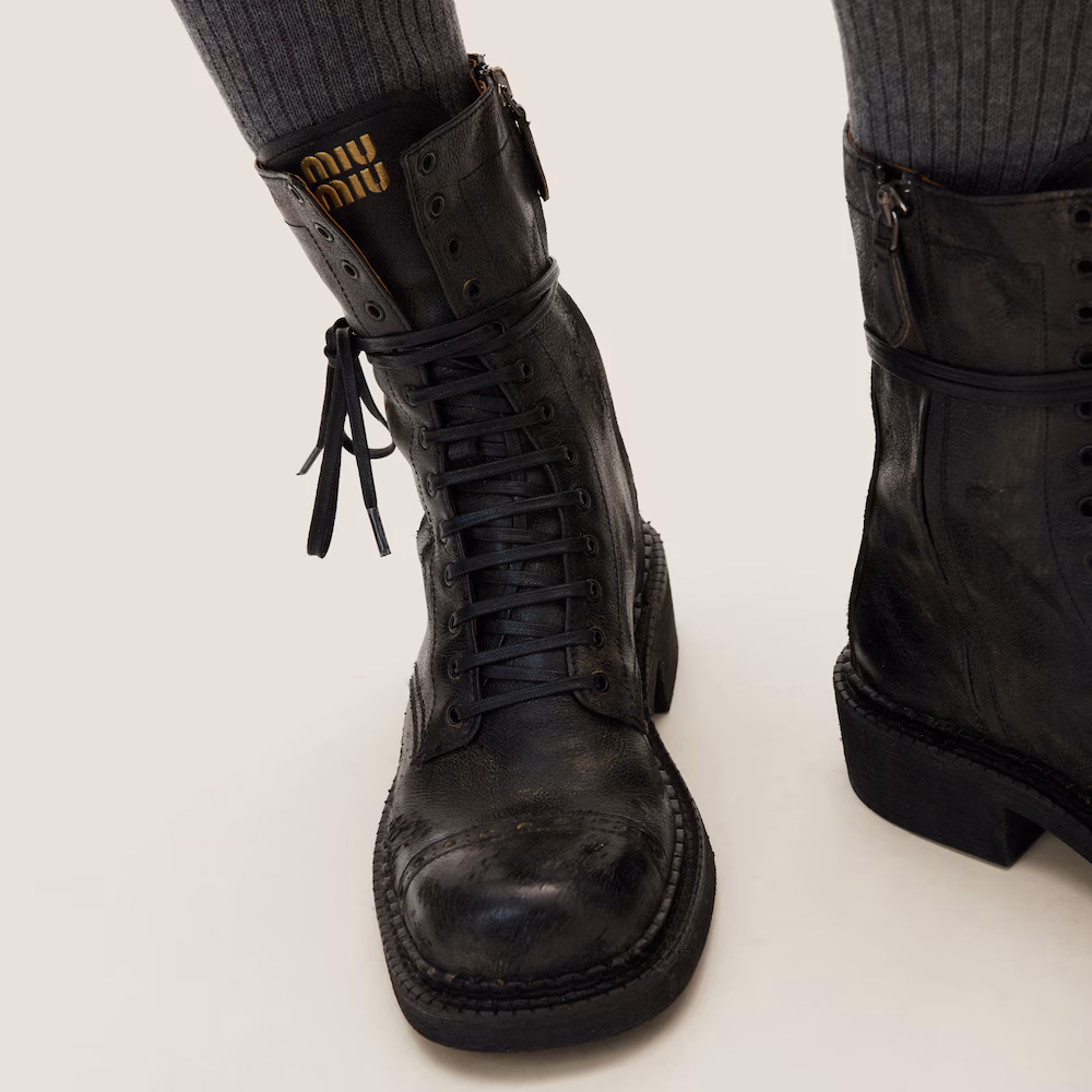 Miu Miu shoes, leather lace-up ankle boots
