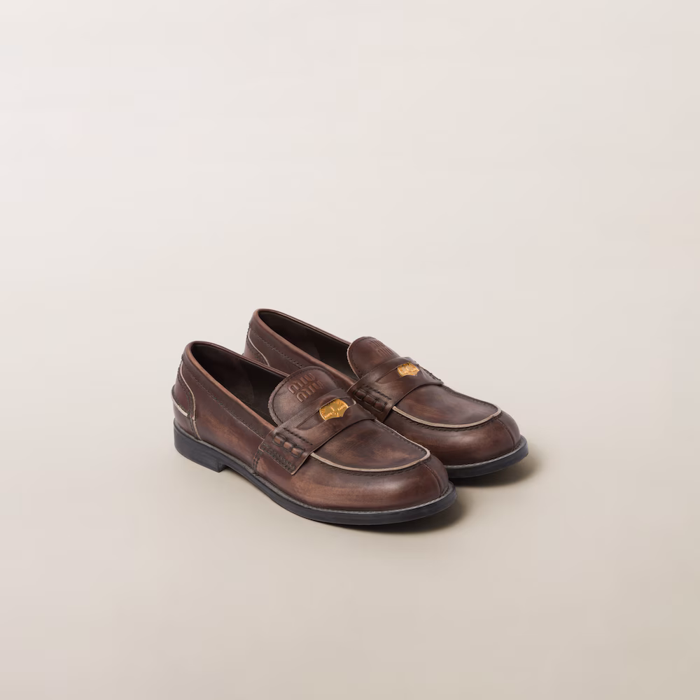 Miu Miu retro-style leather coin loafers