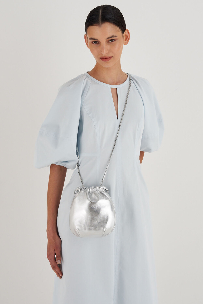 Oroton Vera Metallic Leather Bag Silver David Jones