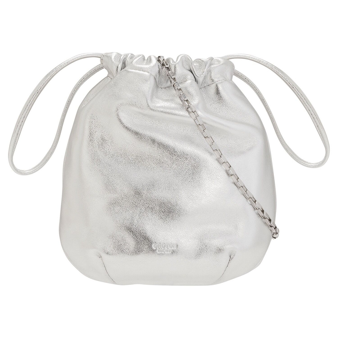 Oroton Vera Metallic Leather Bag Silver David Jones