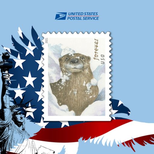 Otters in Snow 2021 - US-Stamps