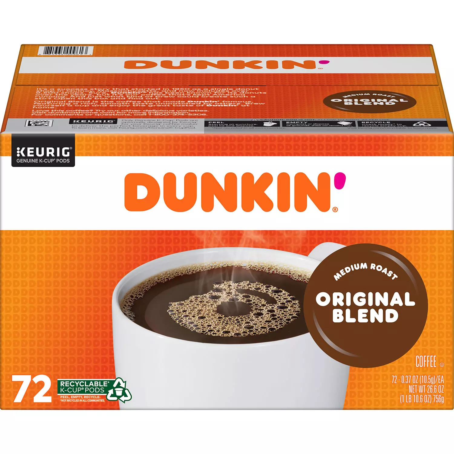 Dunkin’ Donuts Original Blend KCups (72 ct.)