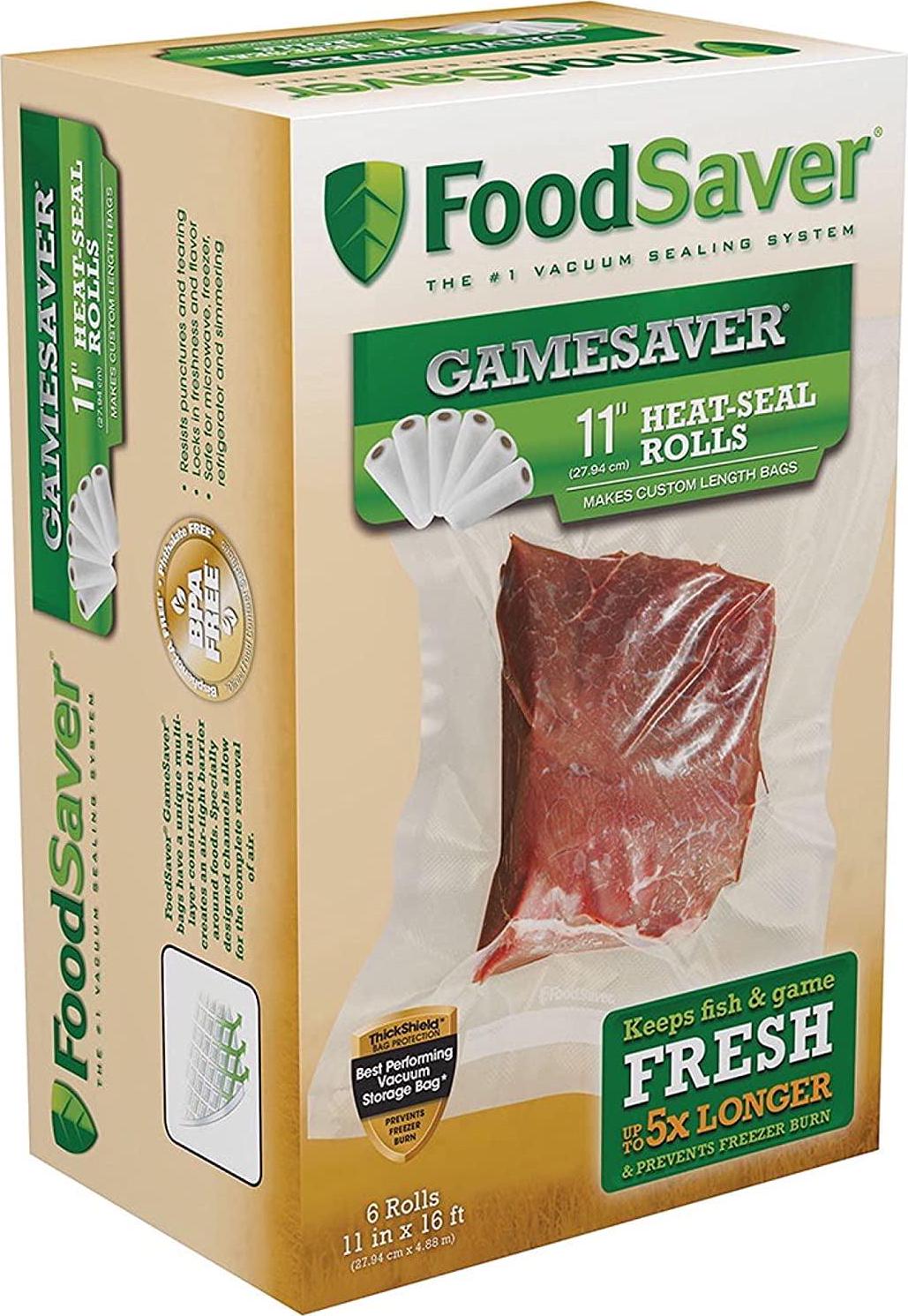 FoodSaver Game Saver Large Vacuum Sealer Rolls, 6 Pack, Easy Freeze
