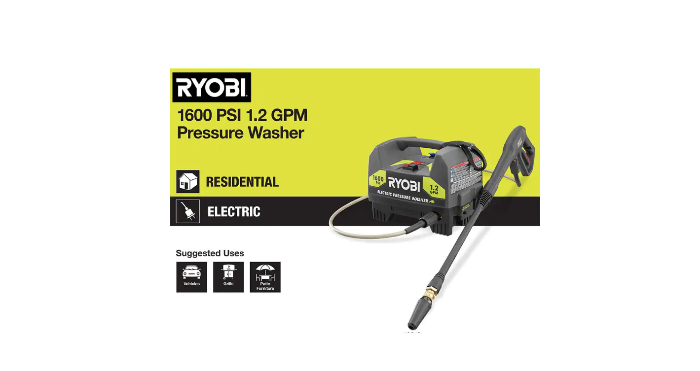 RYOBI RY141612 1,600 PSI 1.2 GPM Electric Pressure Washer
