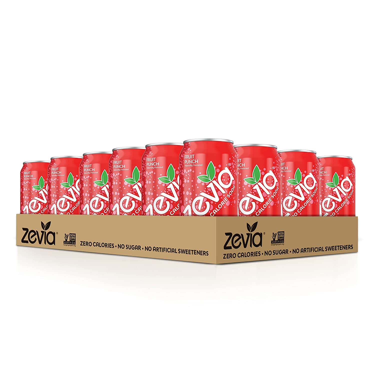 Zevia Zero Calorie Soda, Fruit Punch, Zero Sugar, 12 Ounce Cans (Pack