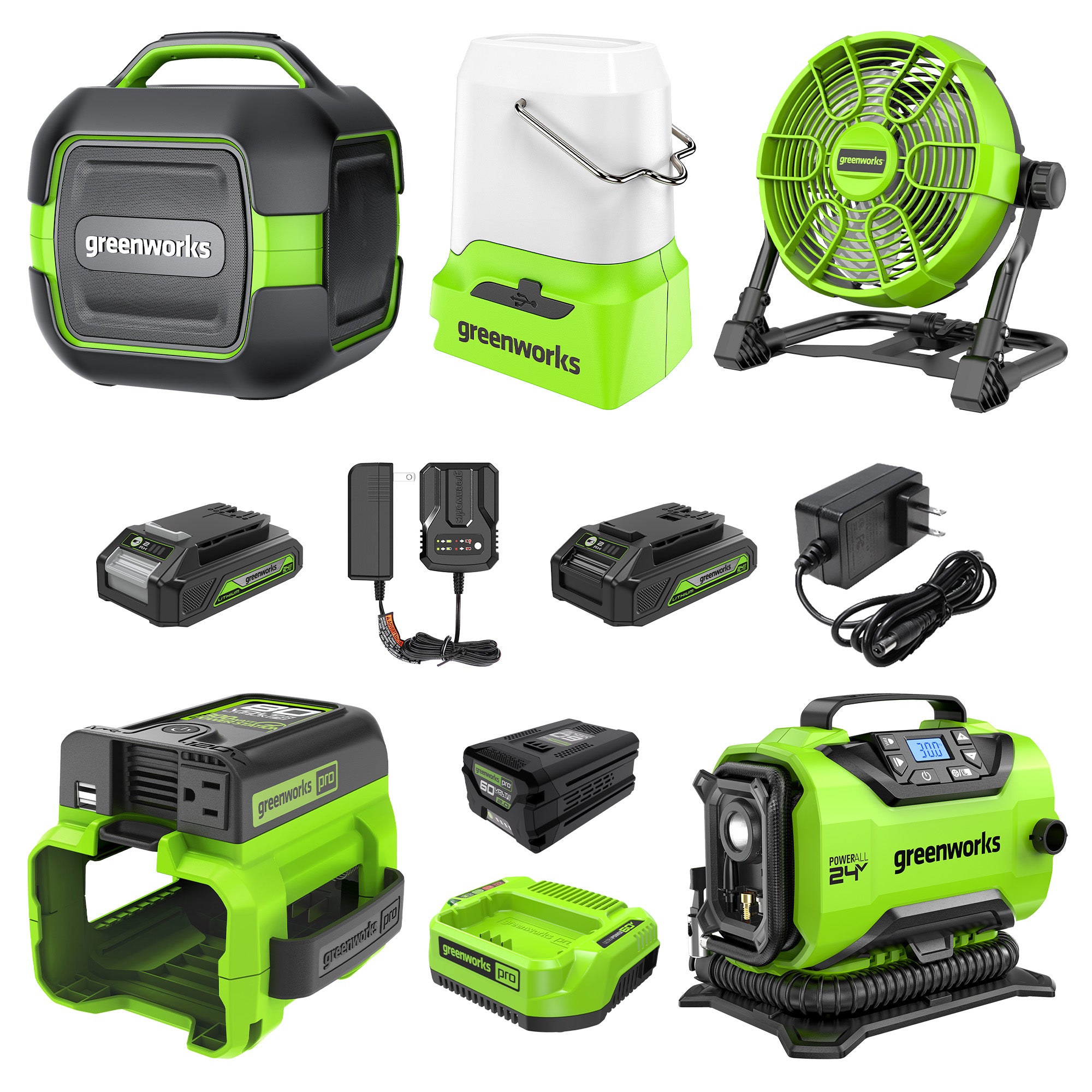 24V Cordless Battery 5pc Premium Tailgating Combo Kit w/ (2) 2.0Ah