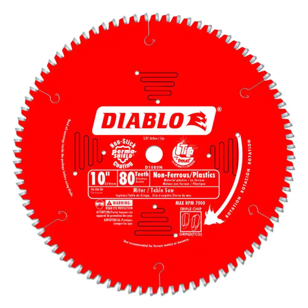 DIABLO D1080N 10 in. x 80-Tooth Laminate/Aluminum Circular Saw Blade ...