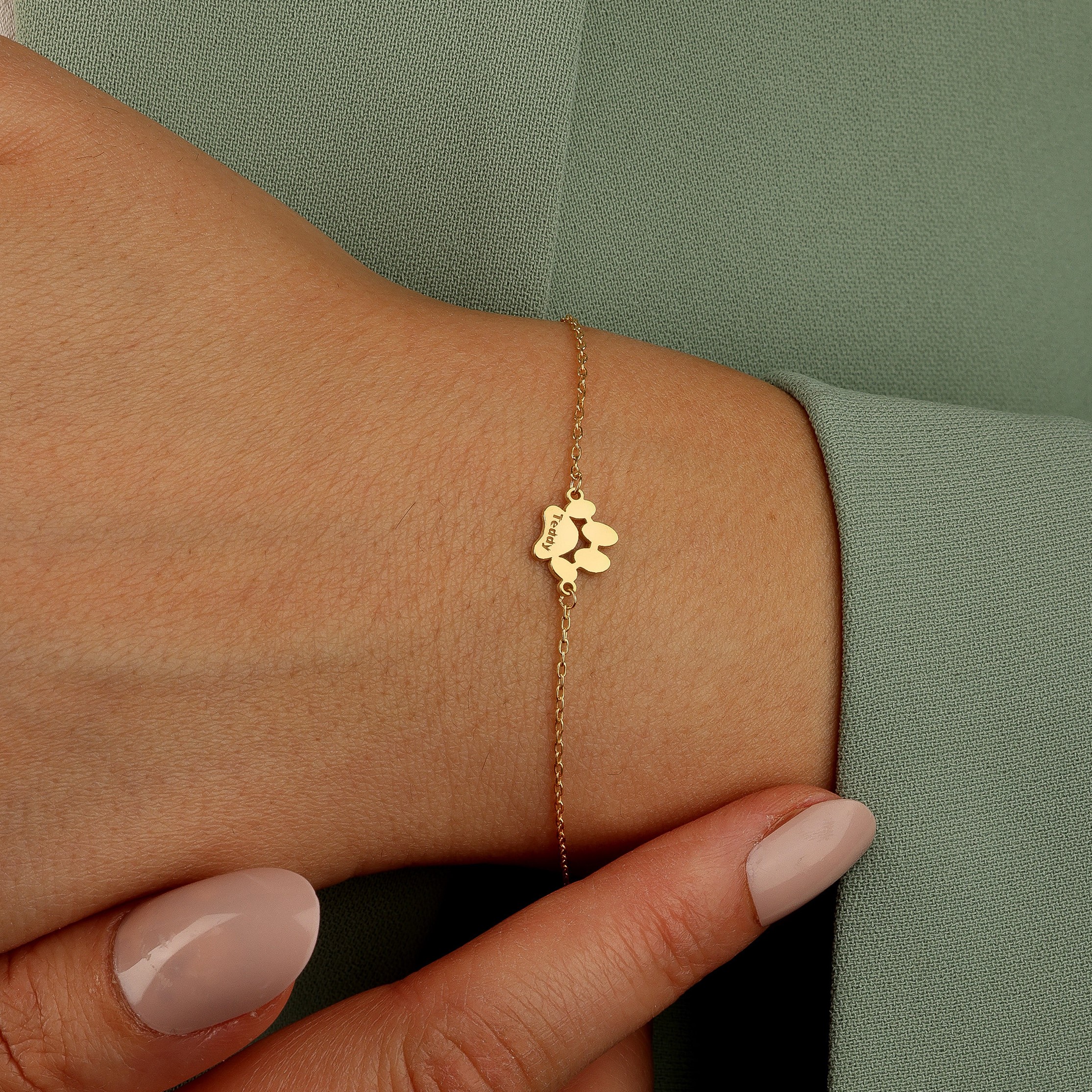 Paw print name bracelet or necklace love together jewelry