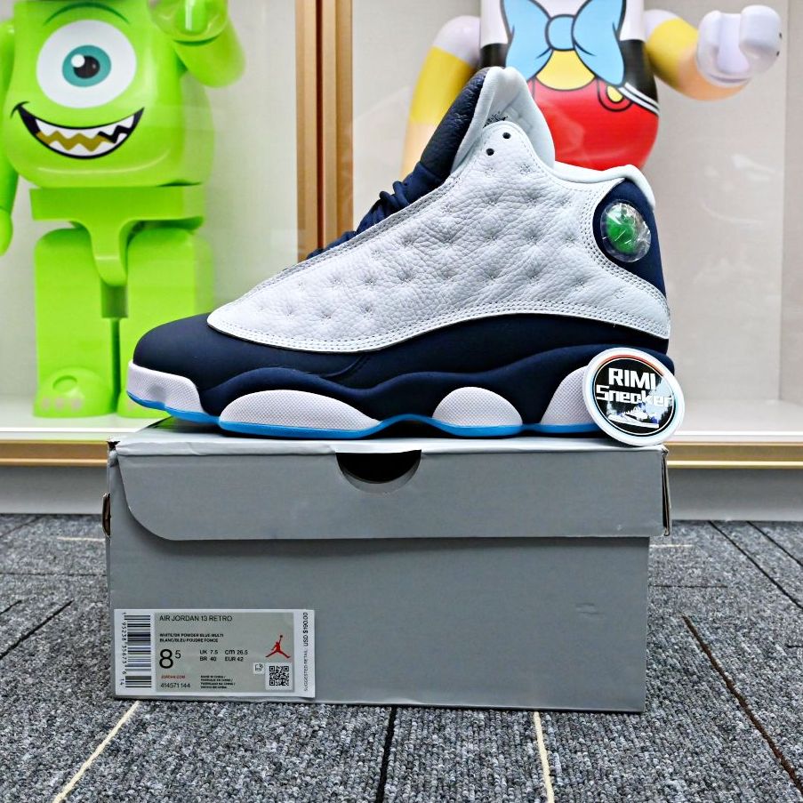 AIR JORDAN 13 RETRO WHITE OBSIDIAN POWDER BLUE 414571-144