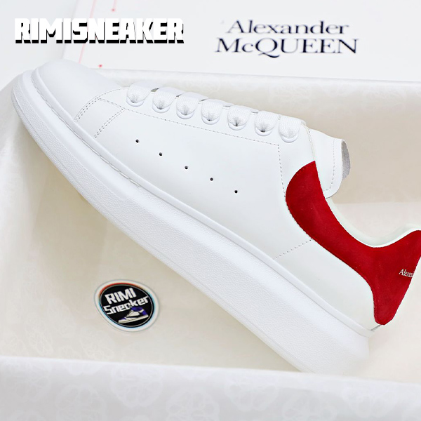 ALXNDER MC MCQUEEN WHITE SMOOTH CALF LEATHER RED SUEDE