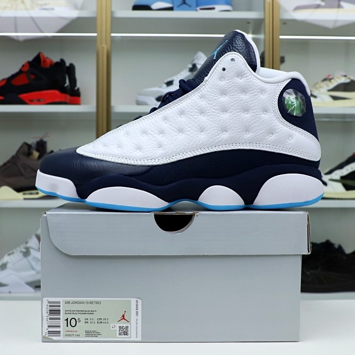 AIR JORDAN 13 RETRO WHITE OBSIDIAN POWDER BLUE 414571-144