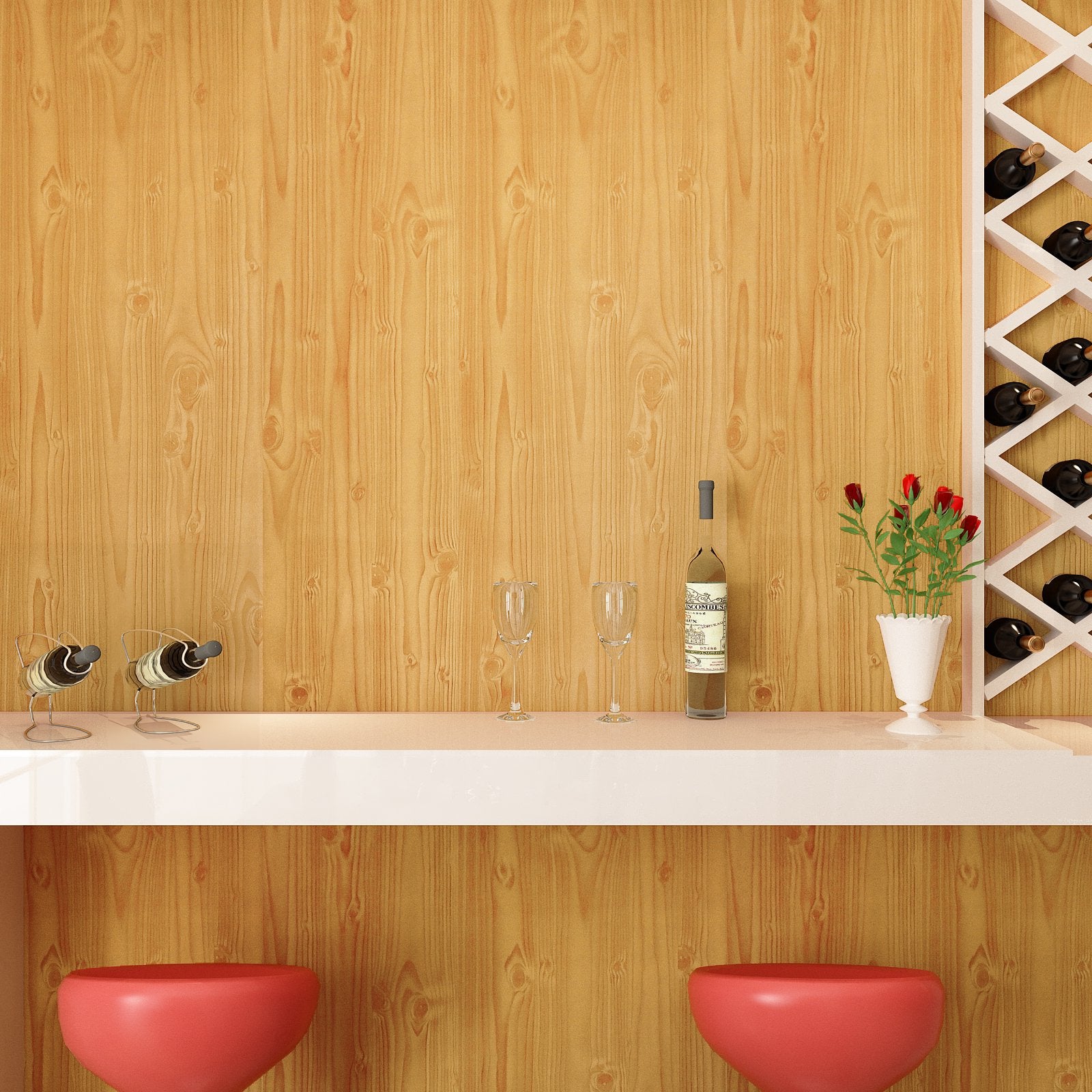 Decorative Wood Grain Self Adhesive Wallpaper for Shelf Liners