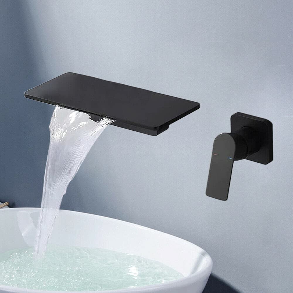 Wall Mount Bathtub FaucetConcealed Waterfall Outlet High Flow Rate