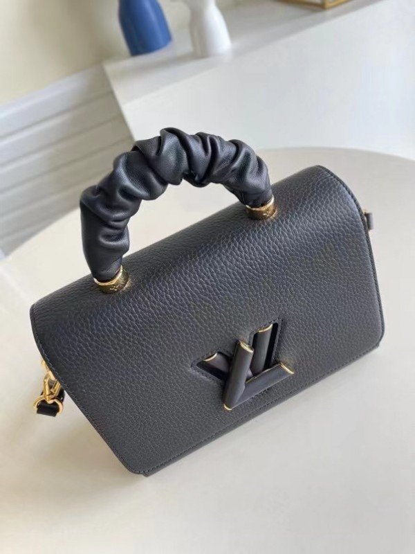 Replica Louis Vuitton Twist MM Bag In Black Taurillon Leather M58688 BLV714