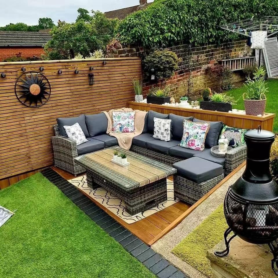 Club Rattan Harmony High Back LEFT Corner Sofa with Rising Table in