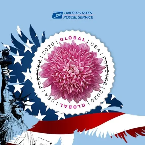 Global International Chrysanthemum Sheet of 10 USPS Postal 1st