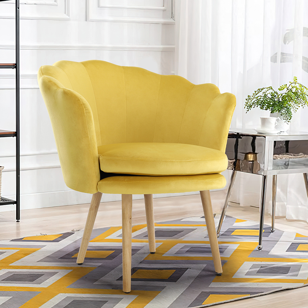 Shell shaped velvet fabric armchair, dining chair luxpalace