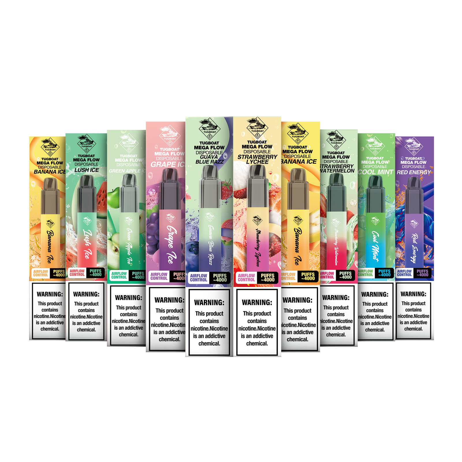 TUGBOAT MEGA 4000 puffs all flavors disposable vape pen