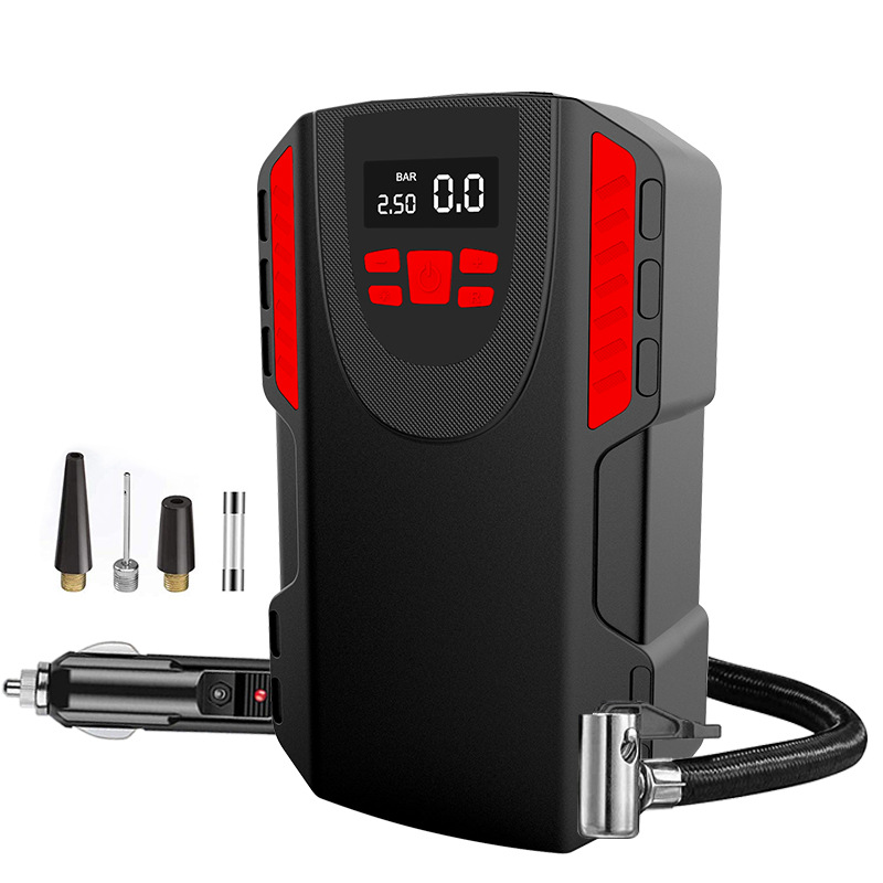 Newly designed car inflator with preset charge stop emergency light and flashing light 12V 150psi