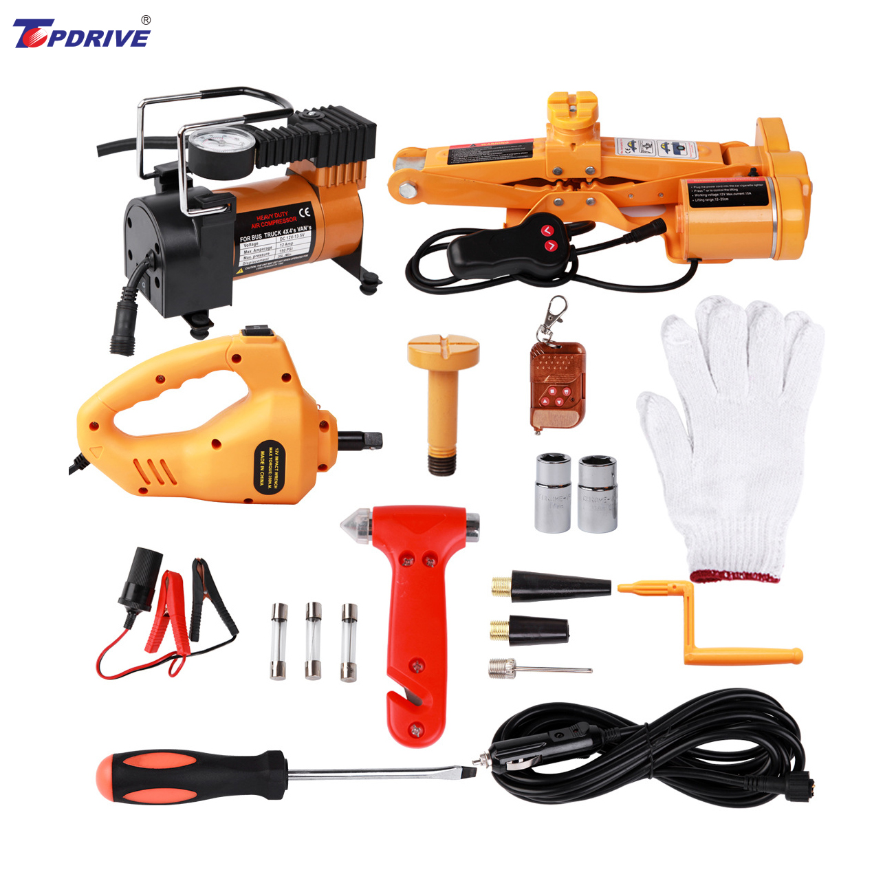 high Quality  Professional Portable 2T 12V Durable Electric Scissor Car Jack and Impact Wrench for Quick Repair