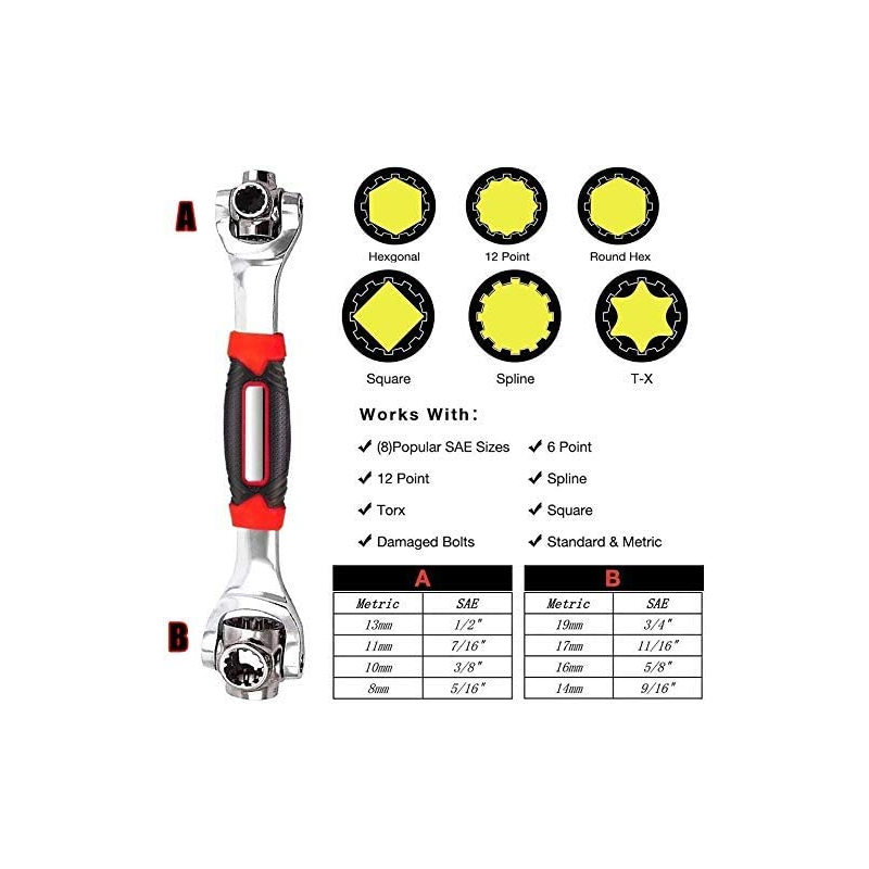 Tools Socket with 360 Degree Rotating Head 6-Point 12-Point Universial Furniture Car Repair 250mm Wrench Set 48 in 1 Wrench