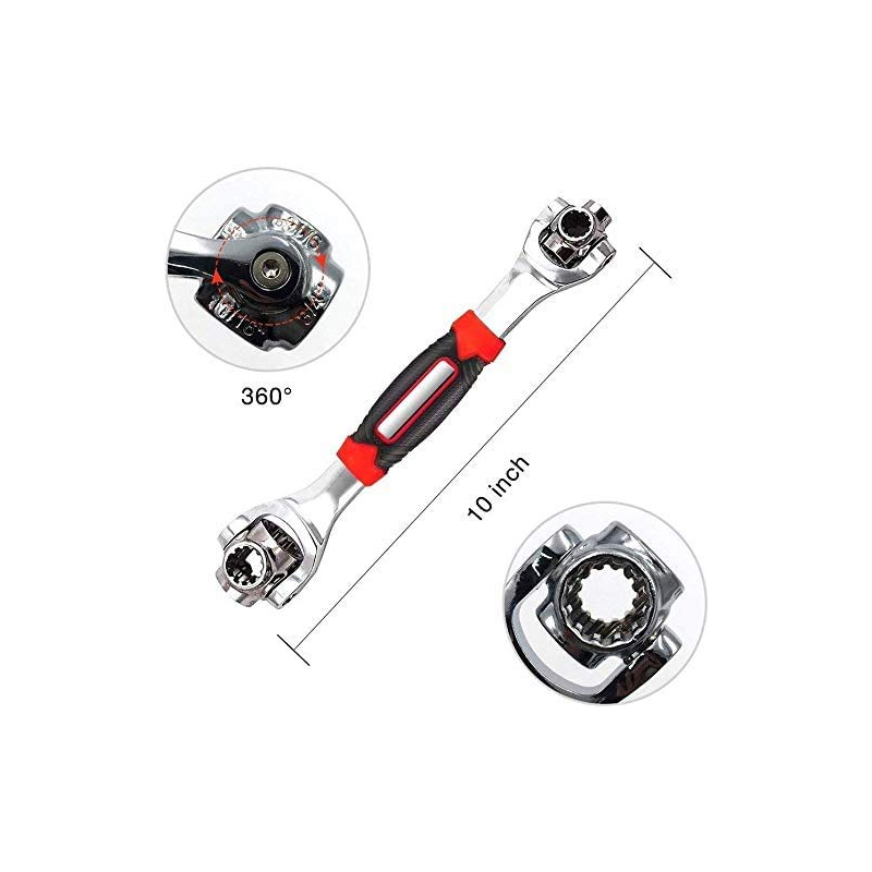 Tools Socket with 360 Degree Rotating Head 6-Point 12-Point Universial Furniture Car Repair 250mm Wrench Set 48 in 1 Wrench