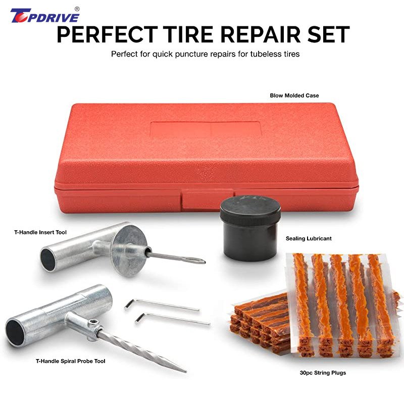 Universal Tire Repair Kit to Fix Punctures and Plug Flats Value Pack Ideal for Cars Trucks Motorcycles