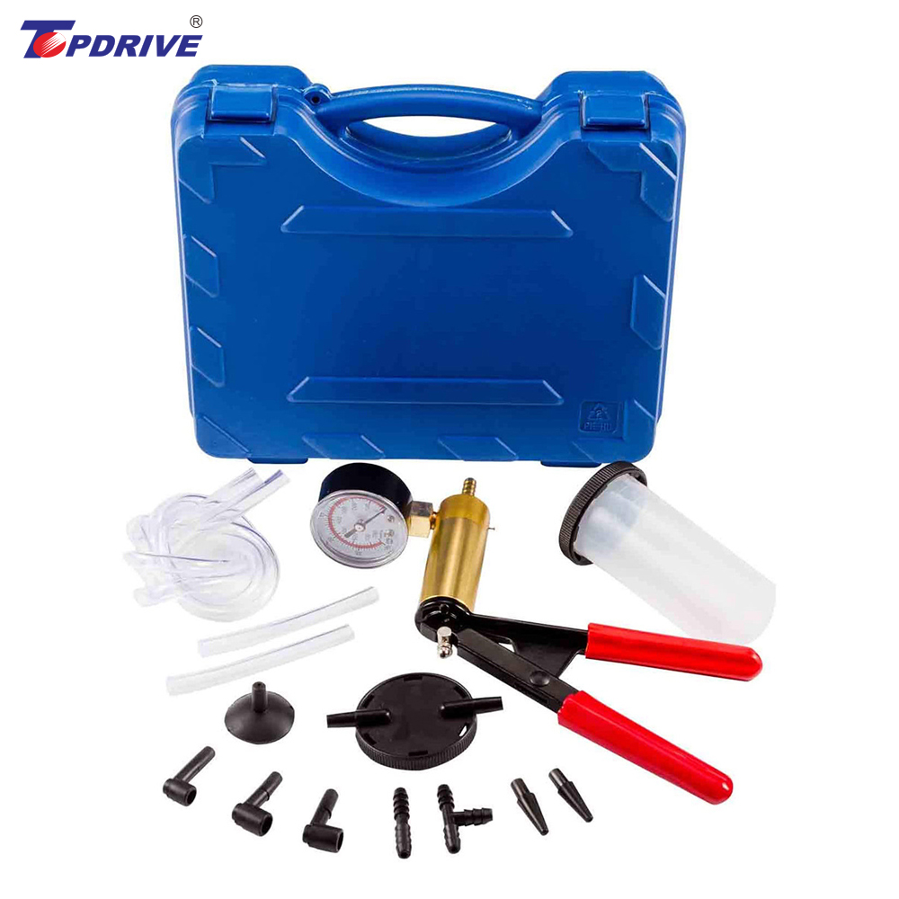 16pcs Brake Bleeder Kit Hand Held Vacuum Pump Tester with Adapters for Automotive