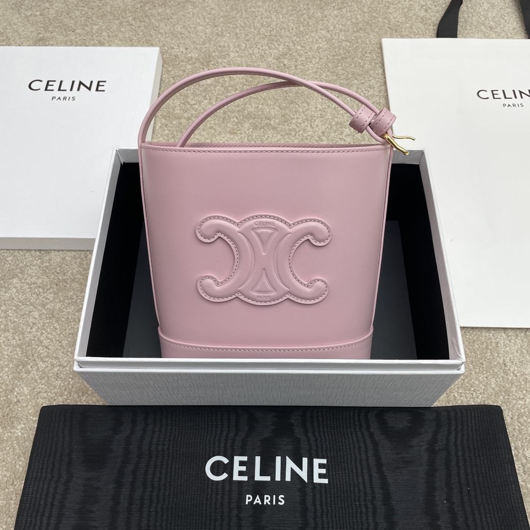 Celine - Small Bucket Cuir Triomphe in Smooth Calfskin Leather - Pink - for Women