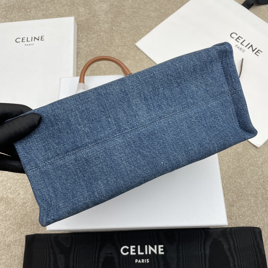 DENIM BLUE CELINE SMALL CABAS THAIS IN DENIM WITH TRIOMPHE ALL-OVER  (199162FED07AT)