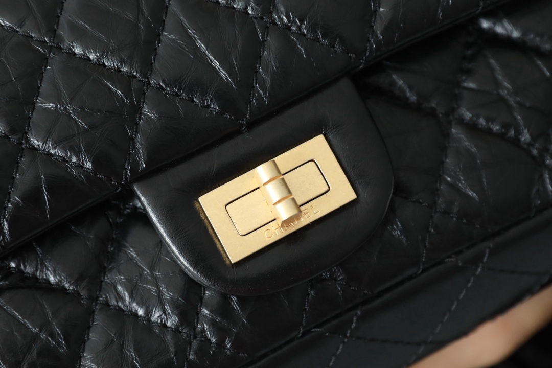 CHANEL 2.55 Handbag Aged Calfskin & Gold-Tone Metal Black