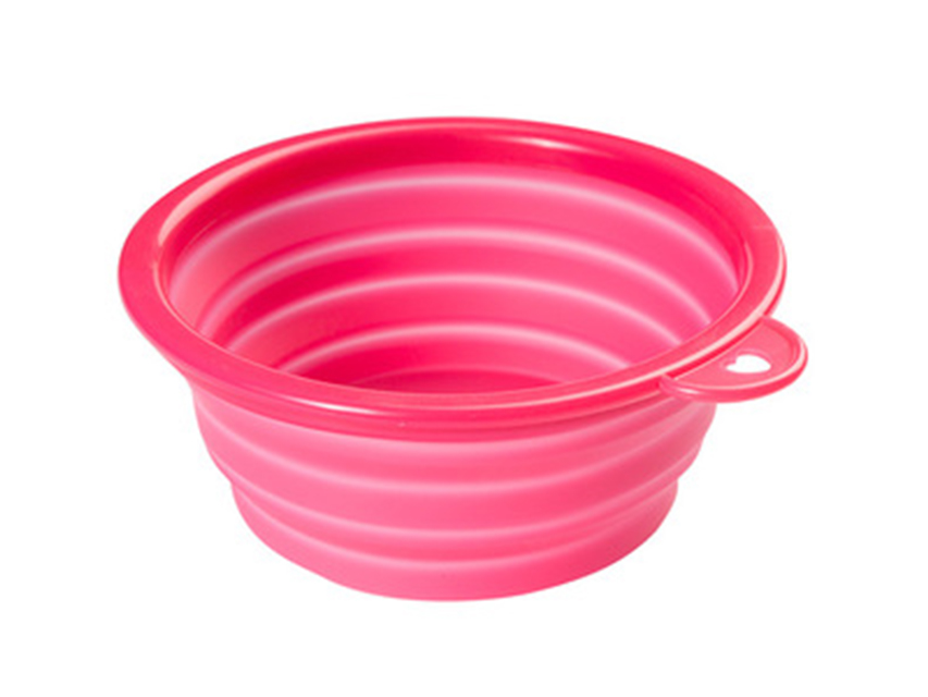 Single color portable compressible folding pet bowl