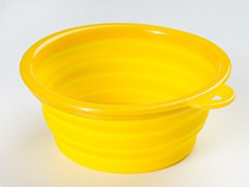 Single color portable compressible folding pet bowl