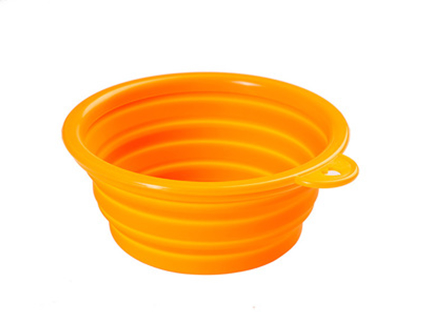 Single color portable compressible folding pet bowl